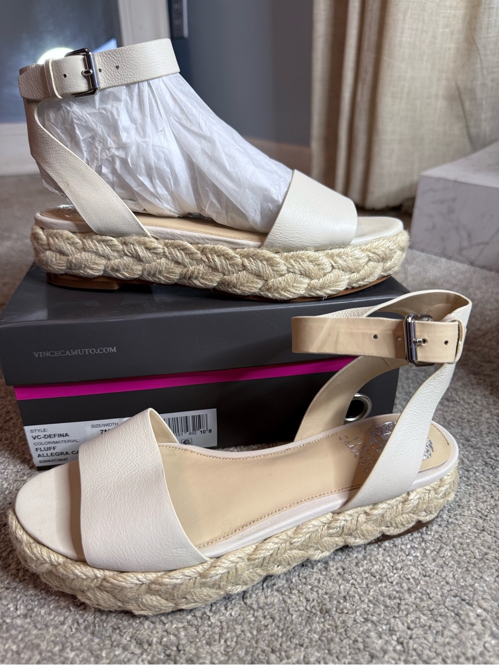 Vince Camuto Cream Braided Espadrille Platform Sandals